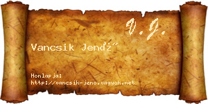 Vancsik Jenő névjegykártya